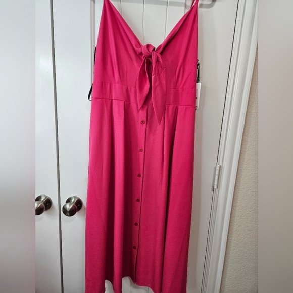 Hot Pink Midi Sundress Kensie NWT SZ 12 - Picture 3 of 6